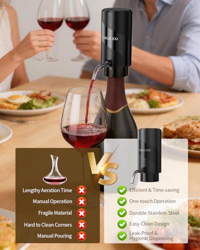 Image of CIRCLE JOY Electric Wine Aerator Pourer, Rechargeable Automatic Wine Decanter and Wine Dispenser with Touch Button Control, Perfect Wine Gift for Home Party & Wine Lovers, Black