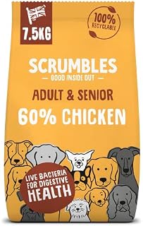 Scrumbles Natural Dry Dog Food, Gluten Free Recipe With Fresh Chicken, For Adults And Senior Breeds, 7.5Kg Bag