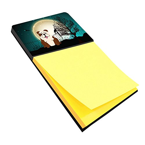 Halloween Scary English Bulldog Brindle White Sticky Note Holder
