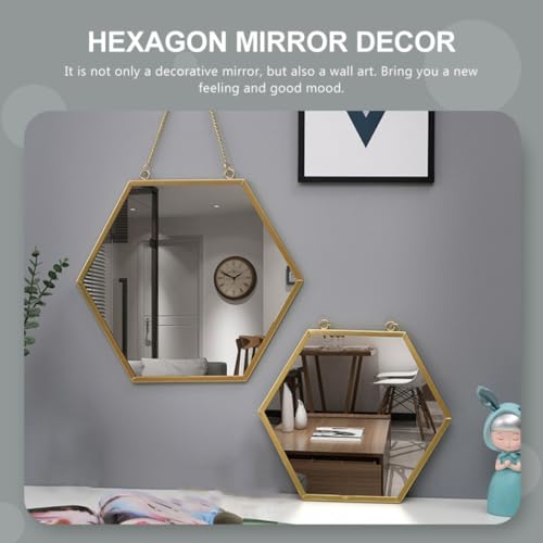 Miroir mural hexagonal métal verre de maquillage suspendu - 6
