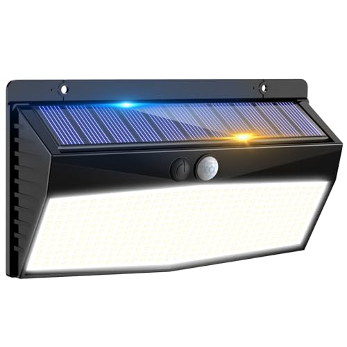 Peasur 368 LED Solar Lights Outdoor Motion Sensor, Fence Light with 3 Lighting Modes, Solar Powered...