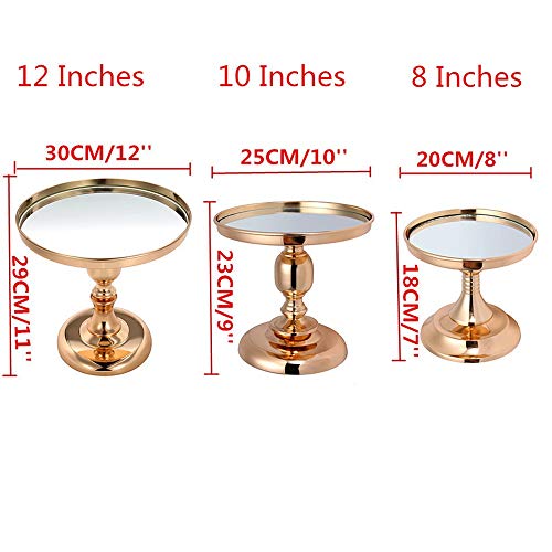Teerwere Cake Stand Cake Stand Gold Plated Mirror Cake Pan Stand Glass Round Display Pedestal 8 10 12 Inch (Color : Gold, Size : 8 Inch) #TOP5