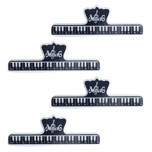 YXQ 4Pcs Music Page Holder 15mm Plastic Book Clip to Hold Book Open Music Score Fixed Clips Book Paper Holds Musical Note Clamps for Guitar Violin Piano Player, (Black)