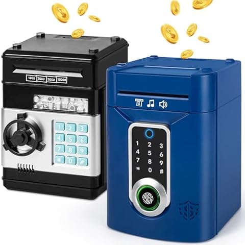 Refasy Piggy Bank for Kids,Money Bank Toys for Children ATM Piggy Bank Money Saving Box for Boys Girls Password ATM Bank Toy for 6-12 Year Old Cover