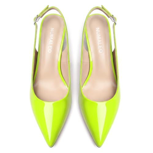 Image of NUMALEO Slingback Heels for Women Pointed Close Toe Kitten Heels Patent Pumps Dress Party Comfy Heeled Sandals Stiletto 2.5 Inch Dress Shoes