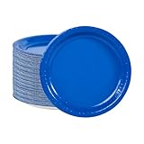 Ottin 50-pack Royal Blue Paper Dessert Plates, 7'' Disposable Appetize Cake Plates for Birthday, Wedding, Snacks, Daily Use, Valentine's Day, Graduation, Labor Day, Easter, Memorial & Mourning Events