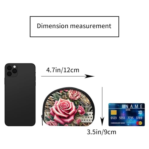 Portable Coin Purse Animal-Print-Leopard-Zebra-Rose Mini Zippered Money Pouch Card Holder2