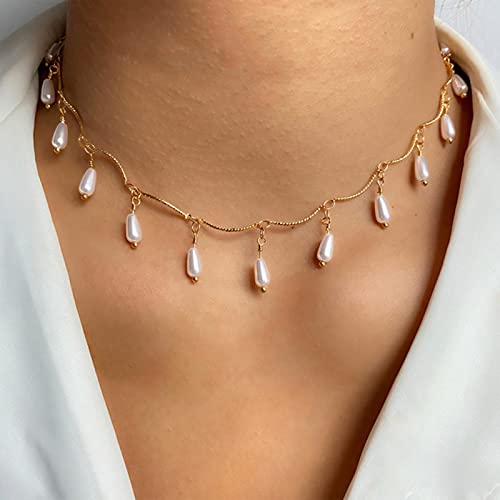 Choker fleur de perle délicate, un collier ras de cou élégant orné d'un noeud en satin raffiné