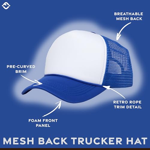 Image of Funky Junque Foam Trucker Hat, Trucker Hats for Women & Men - Blank Adjustable Snapback Mesh Back Baseball Cap