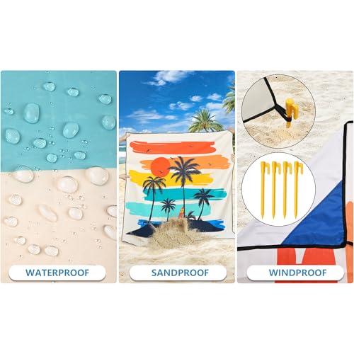 Image of WIWIGO Beach Blanket Waterproof Sandproof Beach Mat 79 inch X 83 inch /10'x9'for 2-8 Adults Quick Drying Outdoor Picnic Mat Beach Accessories for Travel, Camping, Hiking