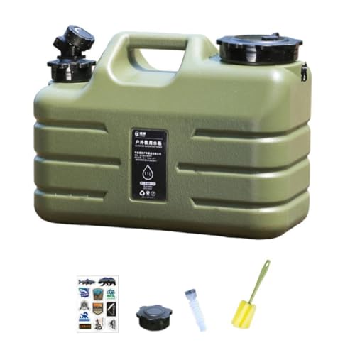 Homyl Camping Agua Recipiente Portátil Ancha Garrafa Multifuncional Resistente a Impactos Envase con Tapa Adicional Bidón con Cepillo Inc, 34x15x24cm 11L