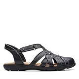 Clarks Collection Women's Elizabelle Sea Fisherman Sandal, Black Leather, 8 Medium US