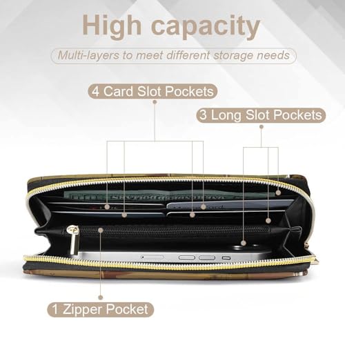 Panda 1 Print Long Wallet for Women Men PU Leather Card Holder Organizer with Zipper Coin Pocket & Cash Slots4