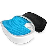 SaniVerde Ergonomisches Sitzkissen - Orthopädisch für Bürostuhl, Gel Kissen, Schmerzreduzierend mit Kühlgel zur Steißbein Entlastung inkl. Bezug & Tragegriff im Auto