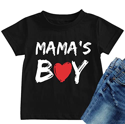 Image of VVNTY Valentines Shirts Toddler Boys Love Heart Graphic Tee Funny Letter Print Tops