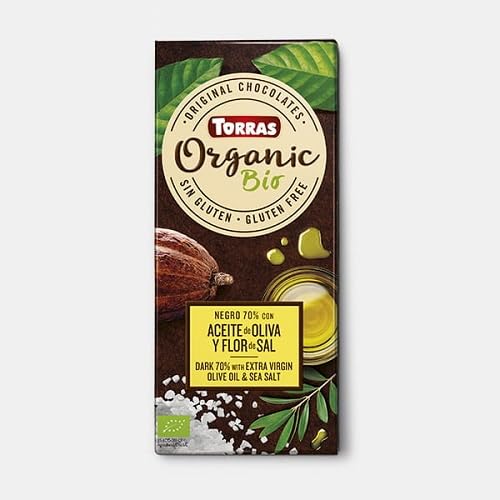 Torras Orgánico Chocolate 70% Cacao Aceite Oliva y Sal, 100g BIO