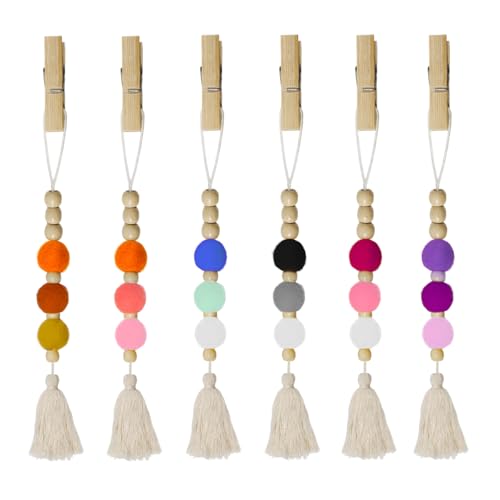 Image of 6 PCS Felt Ball Car Diffuser, Hanging Tassel Diffuser Car Air Freshener Bead Aromatherapy Diffuser, Car Vent Clip Essential Oil Diffuser, Car Interior Decorative Charm (Bright)