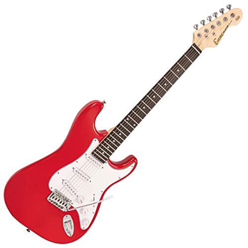 Encore Blaster E60 Electric Guitar â€“ Gloss Red | Double-Cutaway Solid Body | 3 Single Coil Pickups | Online Lessons Included | Perfect Beginner Electric Guitar