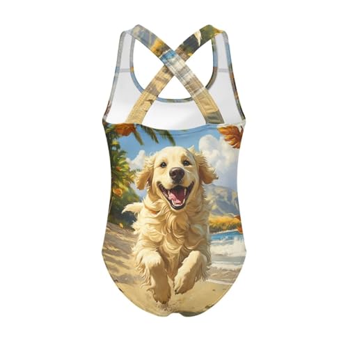 Image of One Piece Swimsuit Girls Cross-Back Bathing Suit 5-14Y Kids Swimwear Cute Swimsuits Sleeveless Bathing Suits