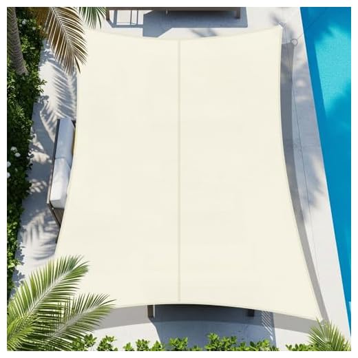 COOL AREA Toldo Vela de Sombra Impermeable Rectángulo 3x5m UV Block Resistente a la Intemperie para Patio Jardín Patio Exterior, Crema
