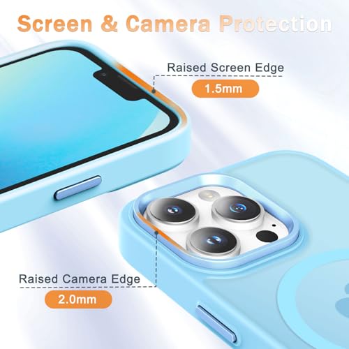 Image of YENAPOON for iPhone 12 Pro Max Case, Matte Magnetic Phone Case, Light Blue | Fit for Magsafe, Screen Protector Included, Translucent Frosted Slim Shockproof Protective Cover