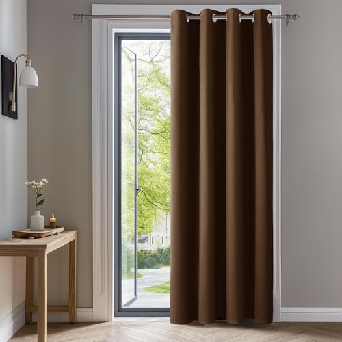 Image of Deconovo Brown Thermal Insulated Bedroom Window Blackout Panel Curtain 52 by 95 Inch