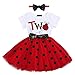 FYMNSI Enfant Bébés Filles C'est Mon 2ème Deuxième Anniversaire Coccinelle Robe Princesse Manche Courte 2 Ans Fête Vêtements Soirée Tulle Robe Paillette Bandeau Photographie Tenue Rouge