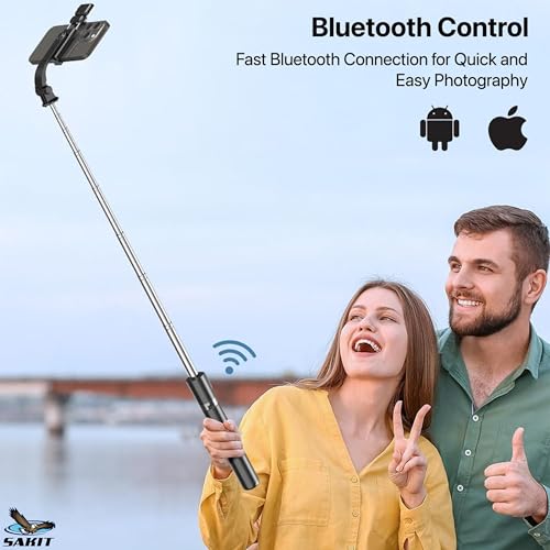 Image of Sakit Selfie Stick Tripod with Light, 67 inch /170CM Reinforced Tripod for Mobile Phone, Multi-Functional Bluetooth Long Selfie Stick for Travel,Vlogging,Compatible with iPhone and All Smartphones