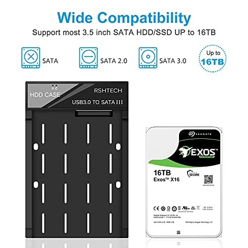 RSHTECH carcasa USB 3.0 a SATA para disco 3.5 pulg + Dock miniatura 3