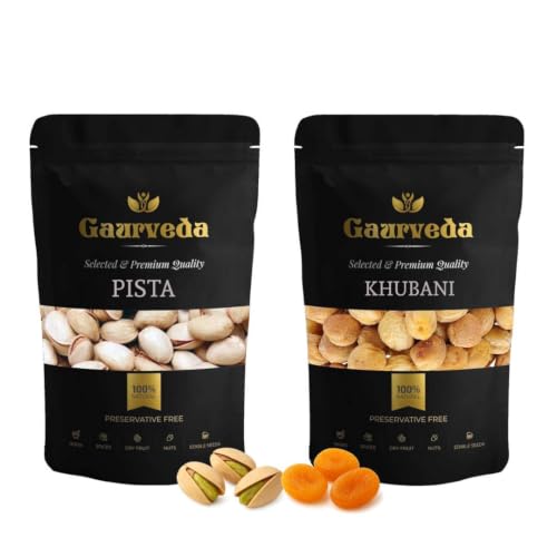 Image of GAURVEDA Pista & Khubani Delight: Premium Pistachios Apricots Nutritious Mix | Healthy Snack, Natural Energy, Antioxidant Rich, Festive Treat | 50 Grams