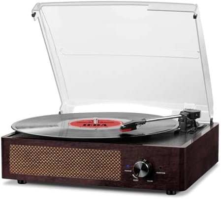 Vinyl Record Player Turntable with Built-in Bluetooth Receiver & 2 Stereo Speakers, 3 Speed 3 Size Portable Retro Record Player for Entertainment and Home Decoration