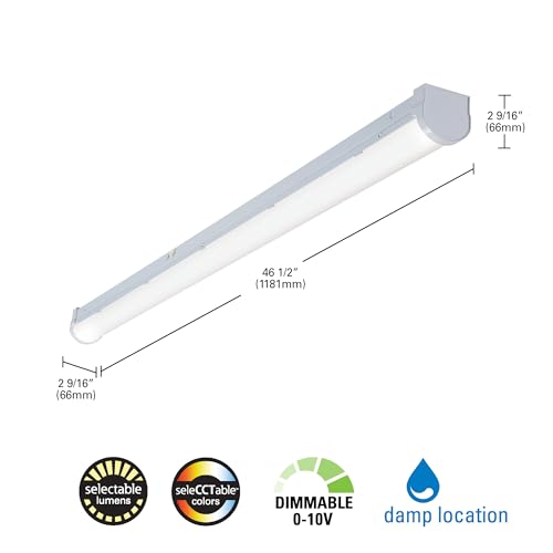 Lámpara de tira LED Metalux 4 ft Lumen Selectable blanca miniatura 3