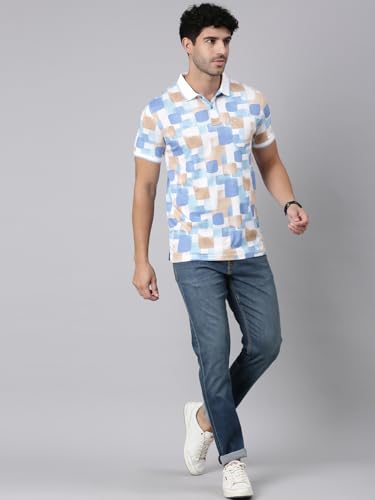 Image of Classic Polo Men's Half Sleeve Polo Neck Slim Fit All-Over Print Cotton T-Shirt