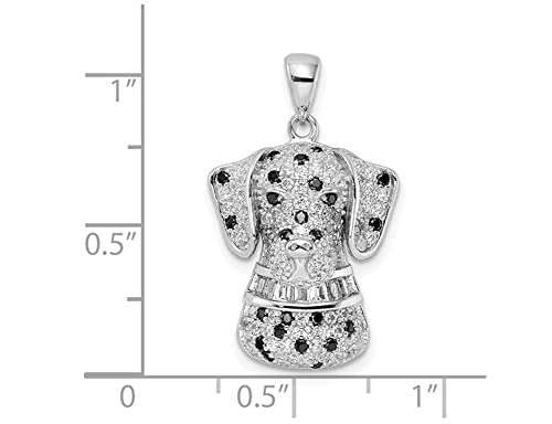 Sterling Silver Dalmatian Dog Pendant Necklace With Cubic Zirconia (Cz) S And Chain #TOP3