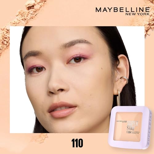 Image of Maybelline New York Super Stay Flex Powder Foundation, 110 | Full Coverage, 30H Wear, Oil-Control, Transfer Proof