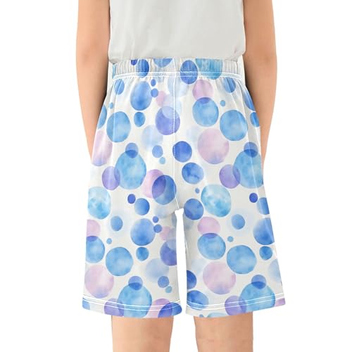 Blue and Purple Bubbles Pattern Pajama Shorts Summer Lounge Pajama Bottoms Elastic Waist Pjs Pants for 6-14 Years2