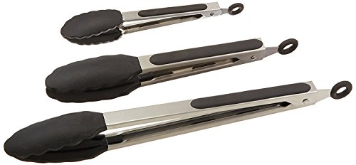 The hölm Set of 3 Heavy Duty, Non-Stick, Stainless Steel Kitchen Tongs