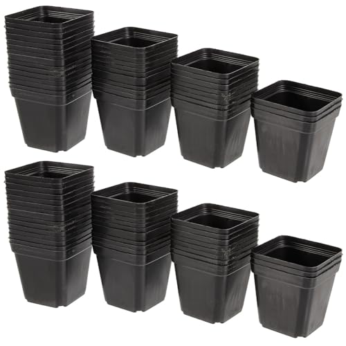 CIYODO 120Pcs Square Nursery Pots with Drainage Versatile Planting Containers for Succulents and for and Indoor Use