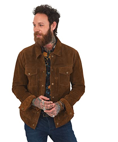 Joe Browns Herren Klassische Western-Wildlederjacke Mantel, hautfarben, M