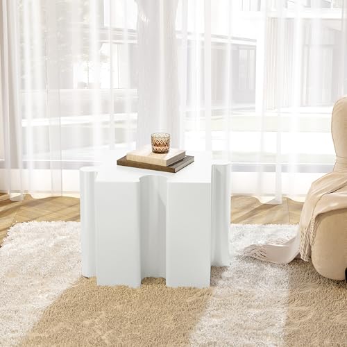 Pulishony Elegant White Modular Puzzle Art Side Table with Concave
