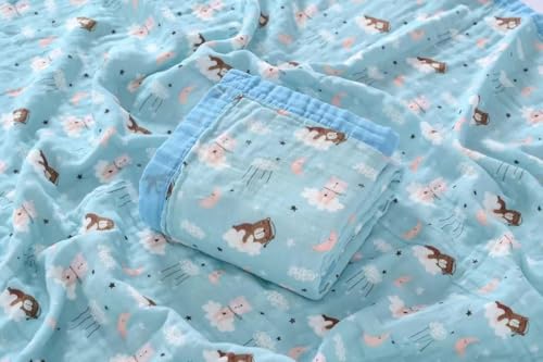 Image of Kassy Pop Printed 6 Layer Bamboo Muslin Blanket Cum Swaddling Towel for Baby, Toddlers | 70% Bamboo, 30% Cotton | AC Quilt, Multi-Purpose Blanket | 110cm x 110cm, Multicolor Print