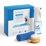 Flexies Yoga Mat Cleaner Kit - Foam Based Yoga Mat Spray with Soft Scrubbing Brush & Microfiber Cloth | Residue-Free Yoga Essentials for Women, Men | Yoga, Pilates & Gym Mat Cleaner (Fragrance Free)