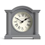 JONES CLOCKS® Kensington Mantel Clock | Small Classic Arch top Clock | Gray | Stylish & Contemporary | Ideal for Desk, Mantelpiece, Bookshelf or Bedside