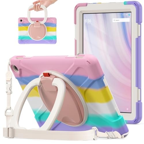^ubgJo[ Kindle Fire HD 10 ^ubg (13 2023) ΉP[XAϋv TPU ϏՌLbYP[XA360x]@\ObvuPbg+V_[XgbvJo[ ^ubgz[(Colourful Pink
