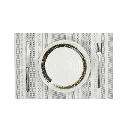 Set de table géométrique tissé lot de 6 napperons vert foncé 30x45cm résistant