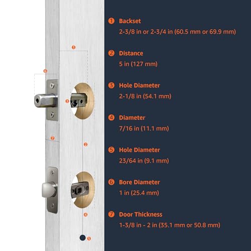 Image of Amazon Basics Front Door Lock Set, Handleset with Shelby Lever, Single Cylinder, Easy to Install, Satin Nickel