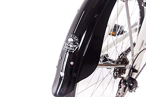 CHRISSON 26 Zoll Beachcruiser Sando schwarz Weiss mit 6 Gang Tourney Kettenschaltung, Damenfahrrad, Herrenfahrrad im Retro Look, Vintage Cruiser Bike