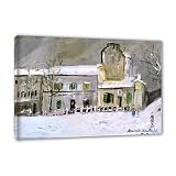 JZSDGB Reproduction de peinture sur toile Encadrée-Célèbres Tableaux Paysage de Maurice Utrillo-Impression sur Toile hiver-Le Lapin Agile sous la neige, Montmartre 20x30cm(8x12in)