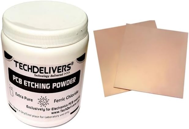 Ferric Chloride (FeCL3) PCB Etching Powder For PCB Making 200 Grams | 2Pcs Copper Clad Board 10x10cm