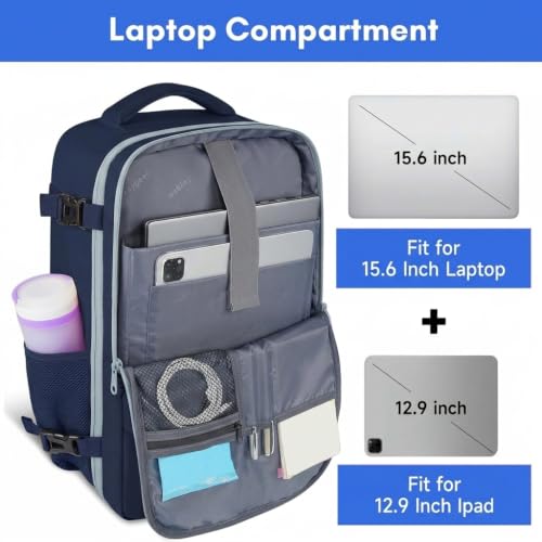 Image of Taygeer Personal Item Backpack for Women, 35L Travel Backpack | Carry on bag with Laptop Compartment & Water Bottle Pocket, Lightweight Work Back pack for Weekend Business, Gifts, Ink Blue